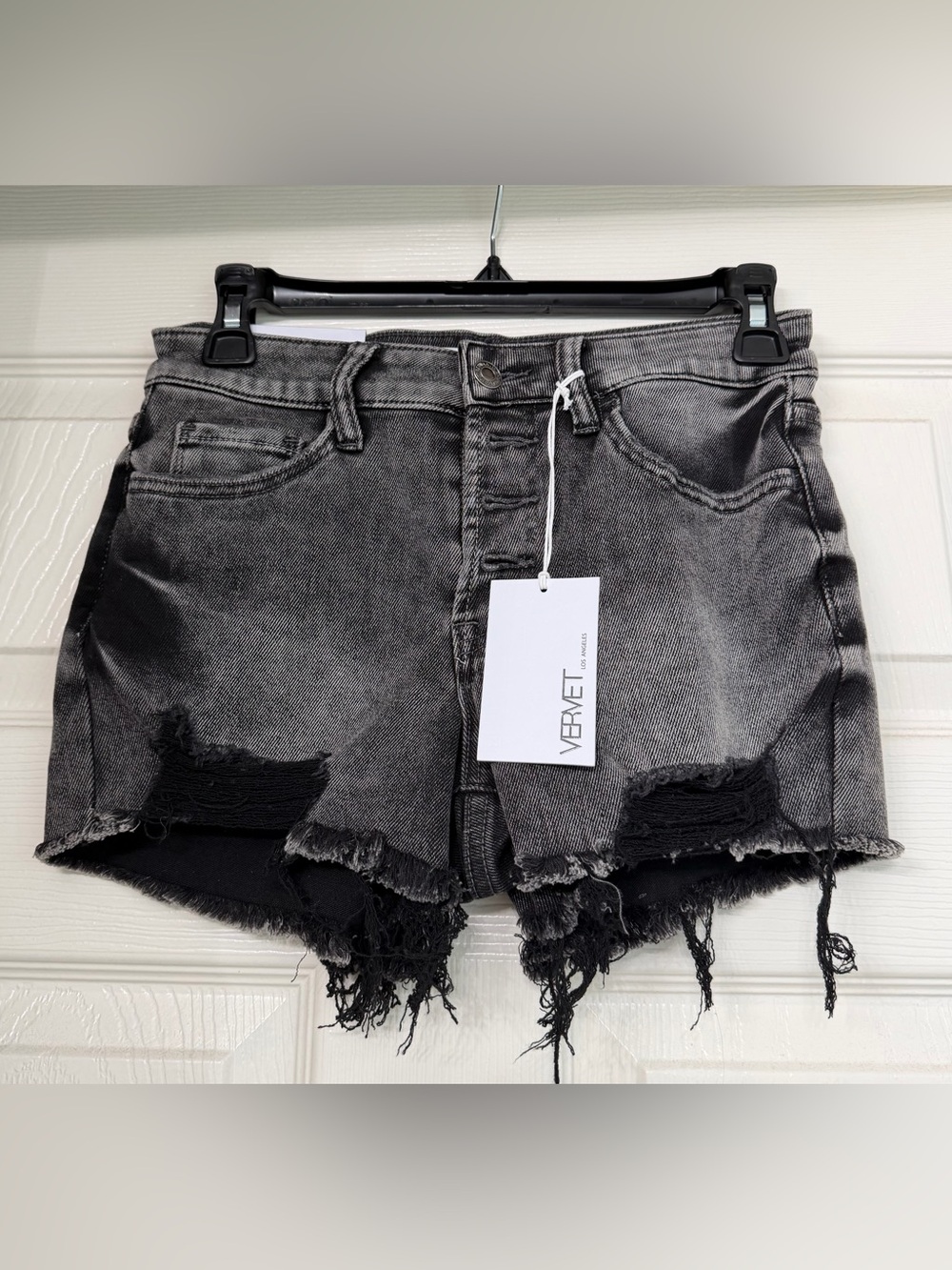 NWT Vervet Holly Black Distressed  Denim Jean Shorts Small
